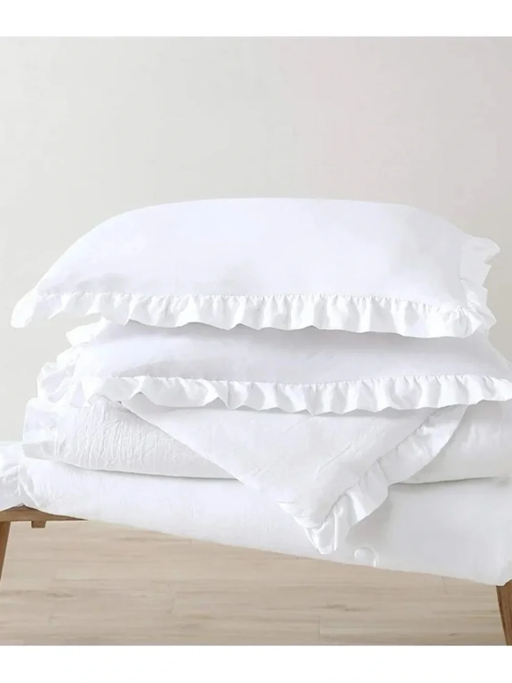 White Ruffled Queen 3 piece Comforter Set